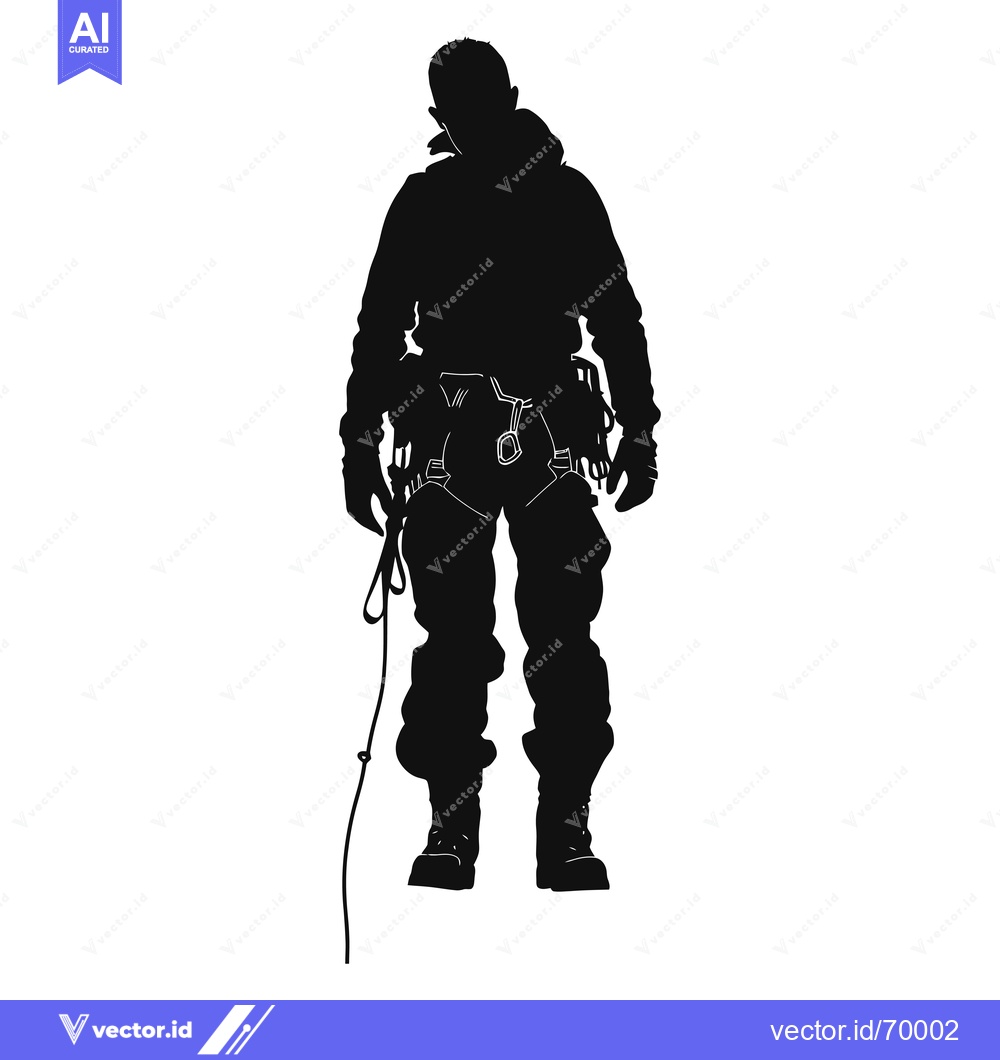 Premium Vector of Silhouette of a Climber with Gear and Rope