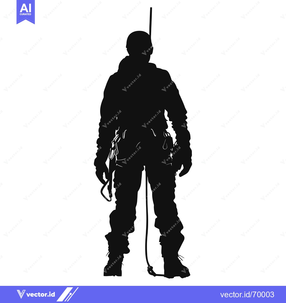 Premium Vector dari Silhouette of a Climber with Gear and Rope