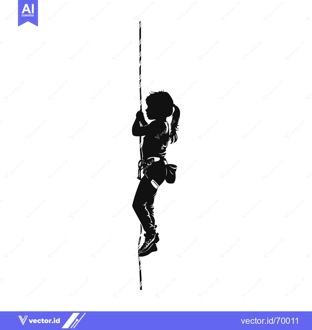 Premium Vector of Silhouette of a young girl climbing a rope