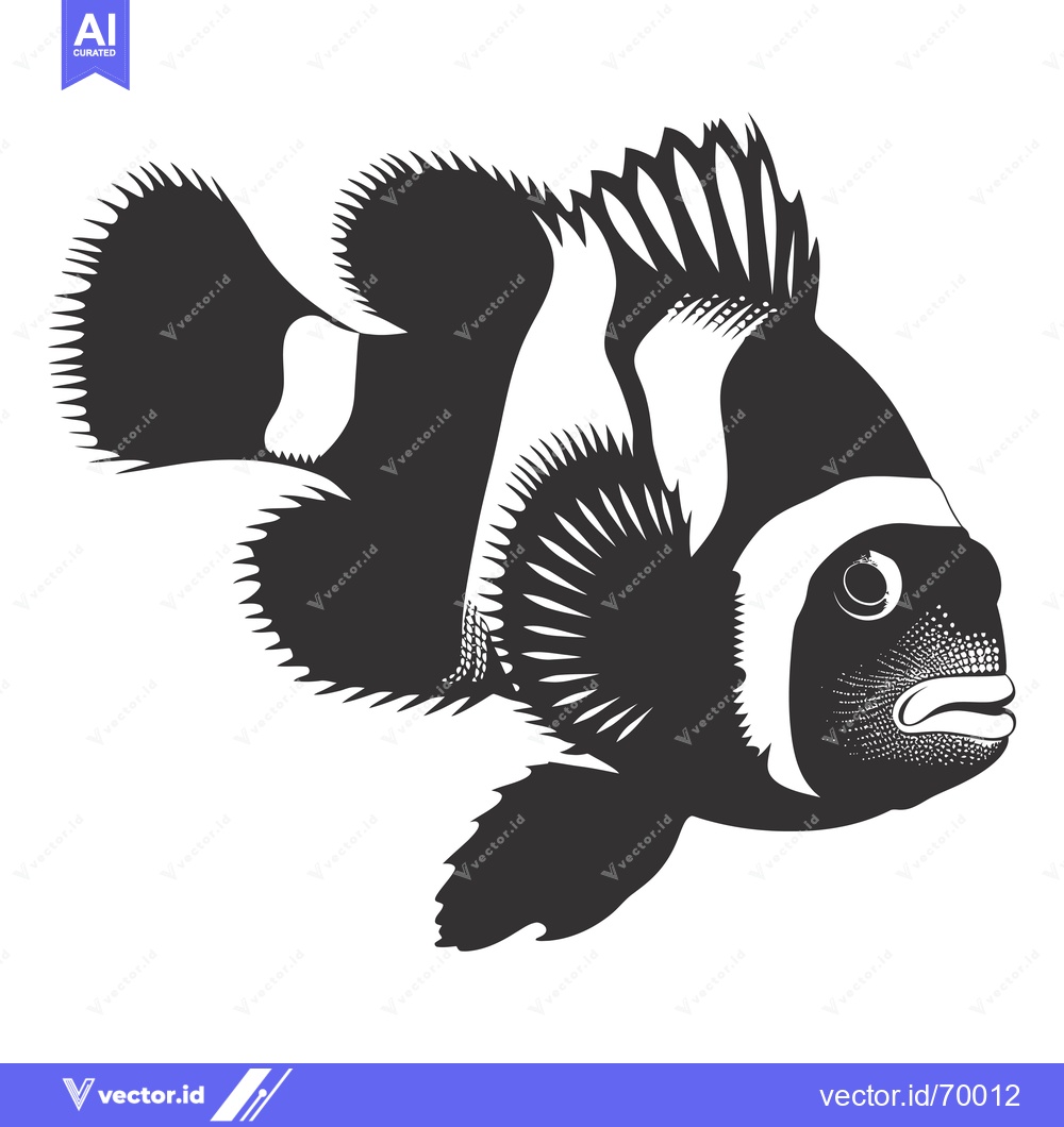 Premium Vector dari Black and White Illustration of a Clownfish