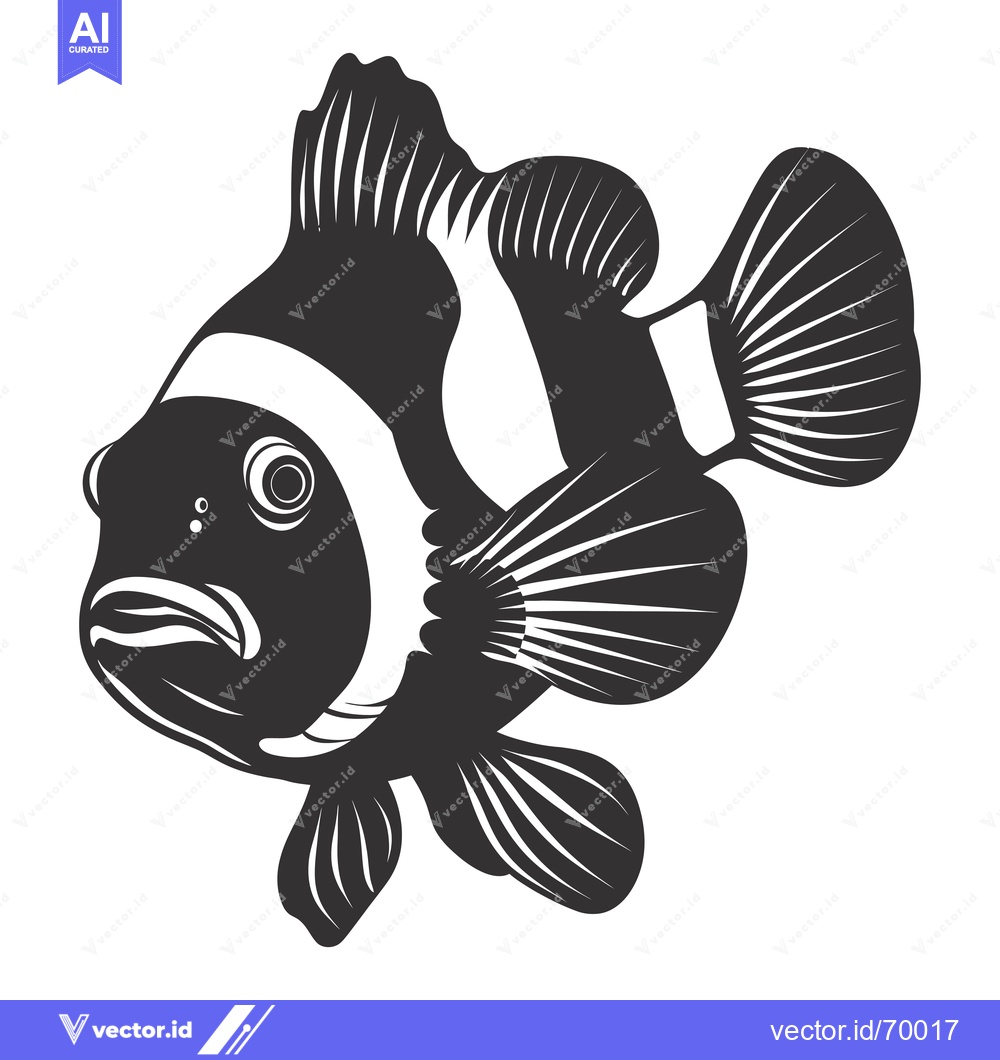 Premium Vector dari Black and White Illustration of a Clownfish
