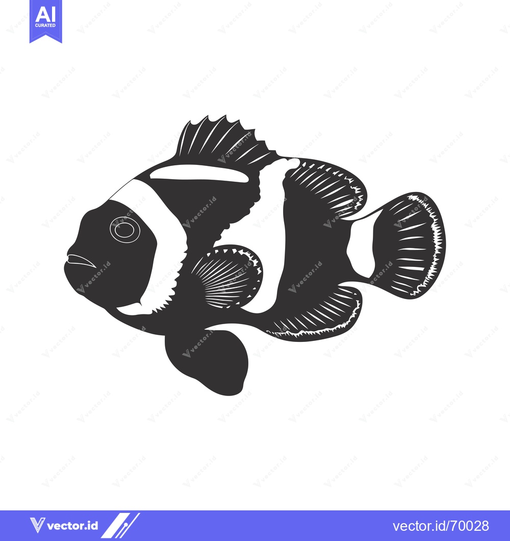 Premium Vector dari Black and White Illustration of a Clownfish