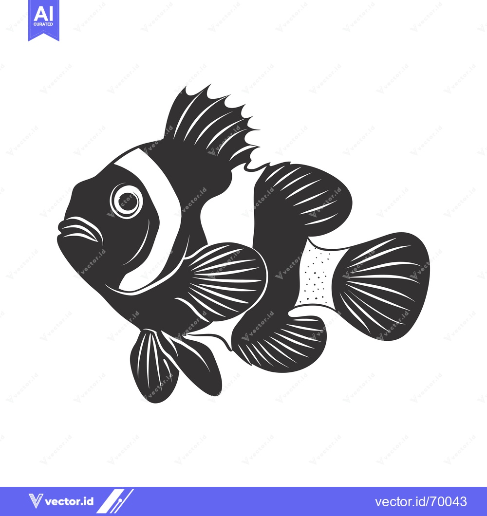 Premium Vector dari Black and White Illustration of a Clownfish