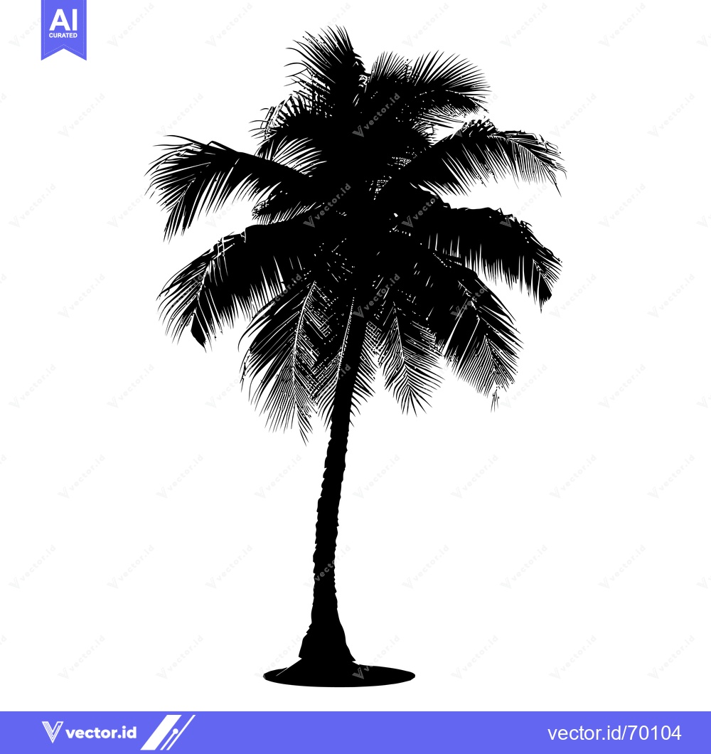 Premium Vector dari Black and White Silhouette of a Palm Tree