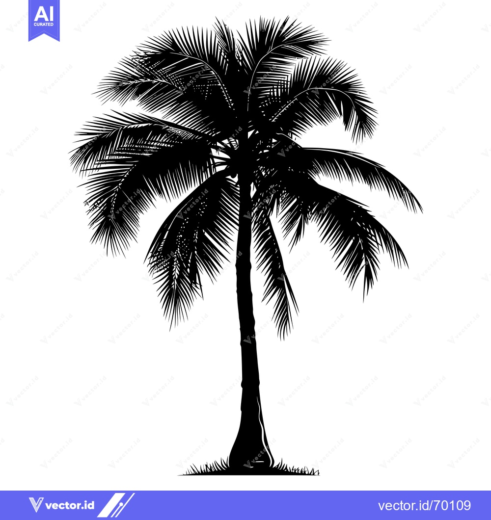 Premium Vector dari Black Silhouette of a Single Palm Tree