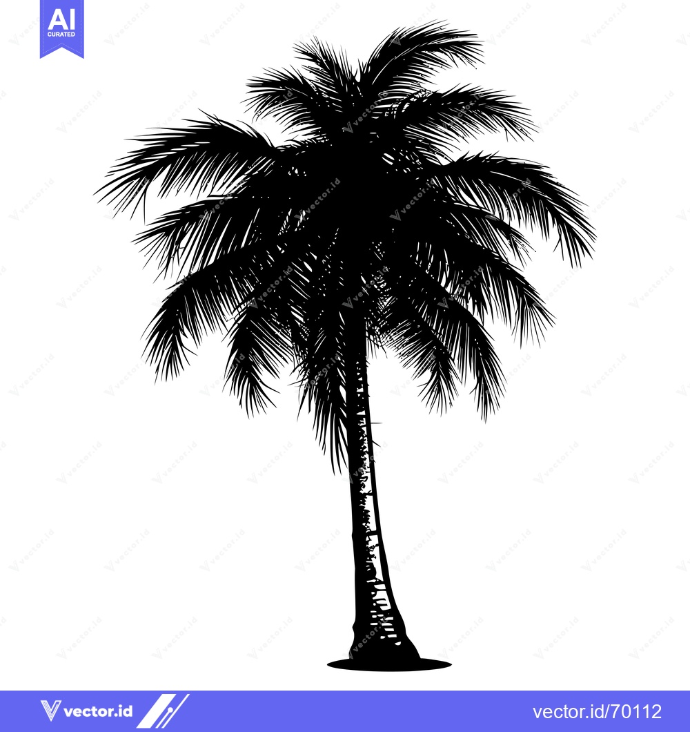 Premium Vector dari Black and White Silhouette of a Palm Tree
