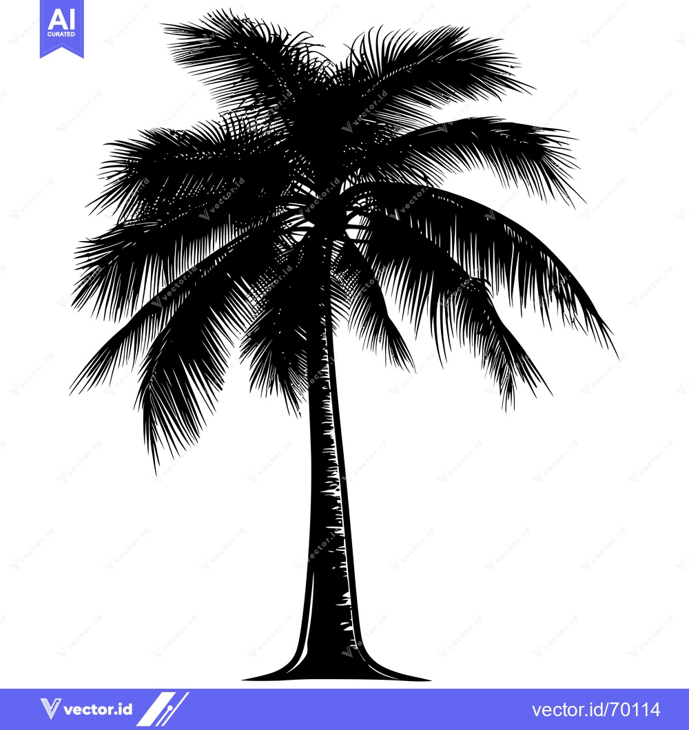 Premium Vector dari Black and White Silhouette of a Palm Tree
