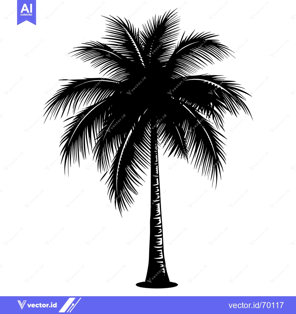 Premium Vector dari Black and White Silhouette of a Palm Tree