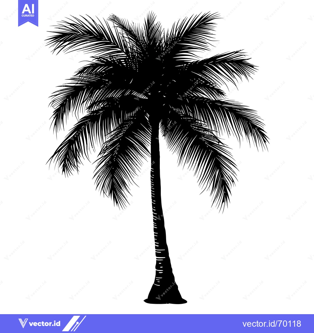 Premium Vector of Black Silhouette of a Palm Tree