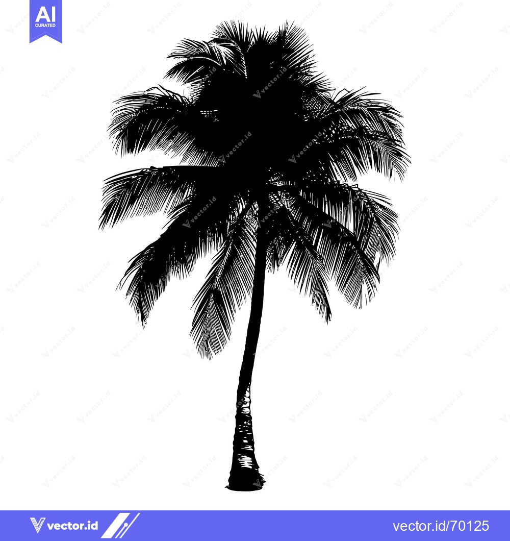 Premium Vector dari Silhouette of a single palm tree with lush fronds