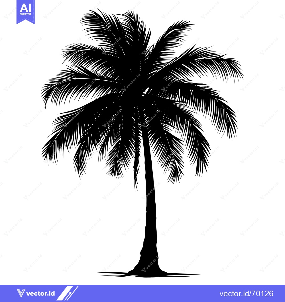Premium Vector dari Black and White Silhouette of a Palm Tree