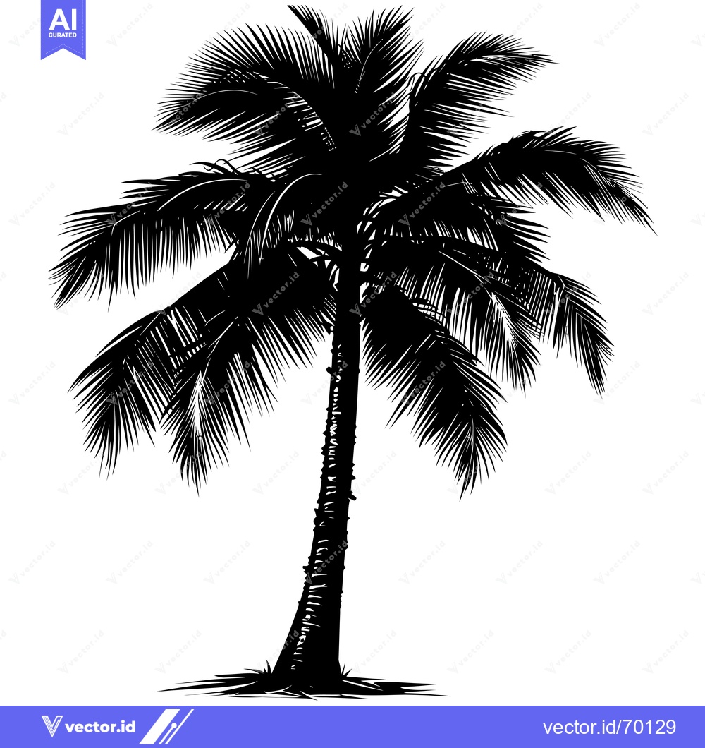 Premium Vector of Silhouette of a Tall Palm Tree with Lush Fronds