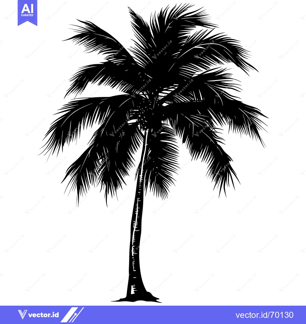 Premium Vector dari Silhouette of a Palm Tree with Spreading Fronds