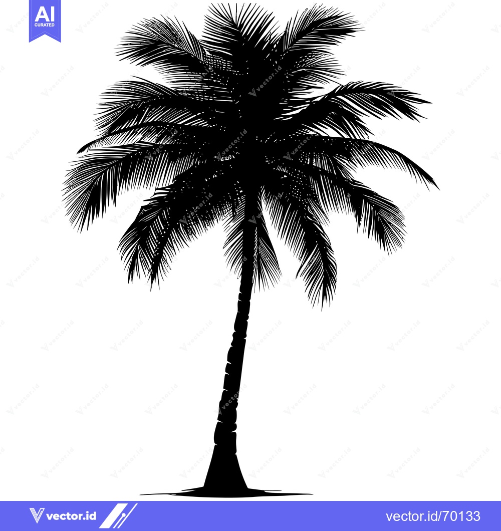 Premium Vector of Silhouette of a Palm Tree with Lush Fronds