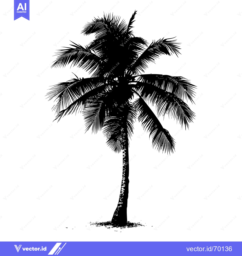 Premium Vector dari Black and White Silhouette of a Palm Tree