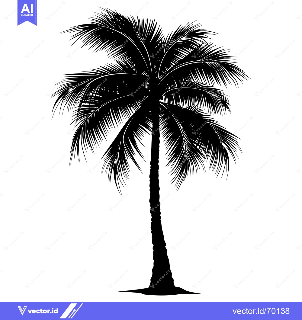 Premium Vector dari Black Silhouette of a Palm Tree with Lush Fronds