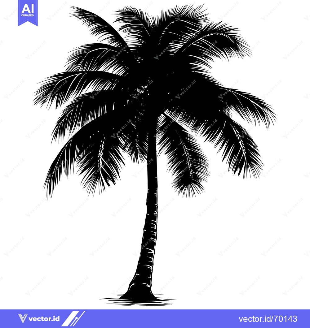 Premium Vector of Silhouette of a Palm Tree with Fronds