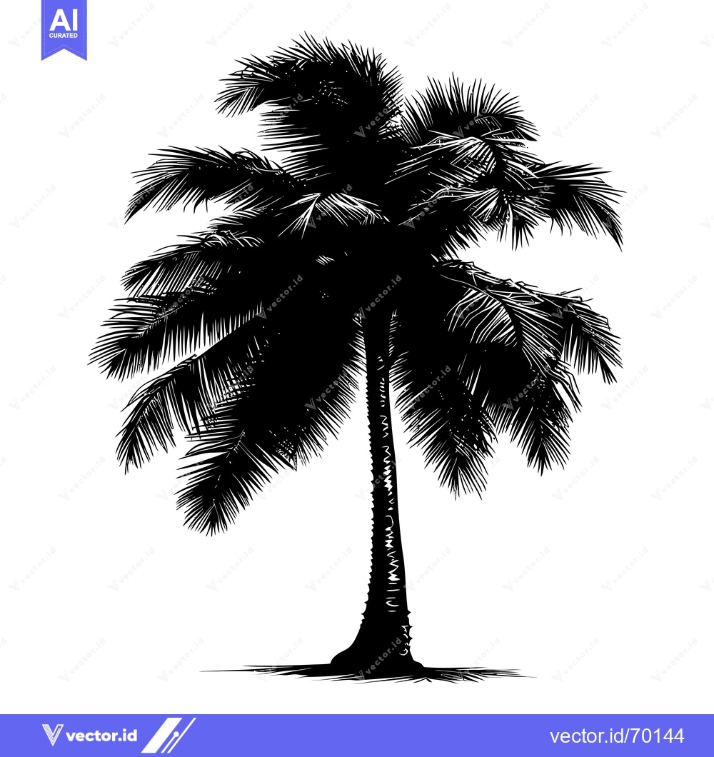 Premium Vector dari Black and White Silhouette of a Palm Tree