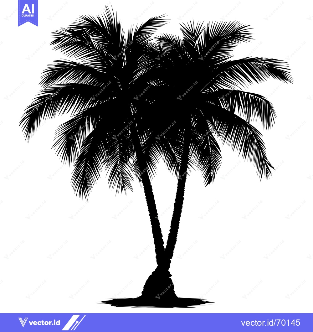 Premium Vector dari Silhouette of Two Palm Trees With Spread Out Fronds