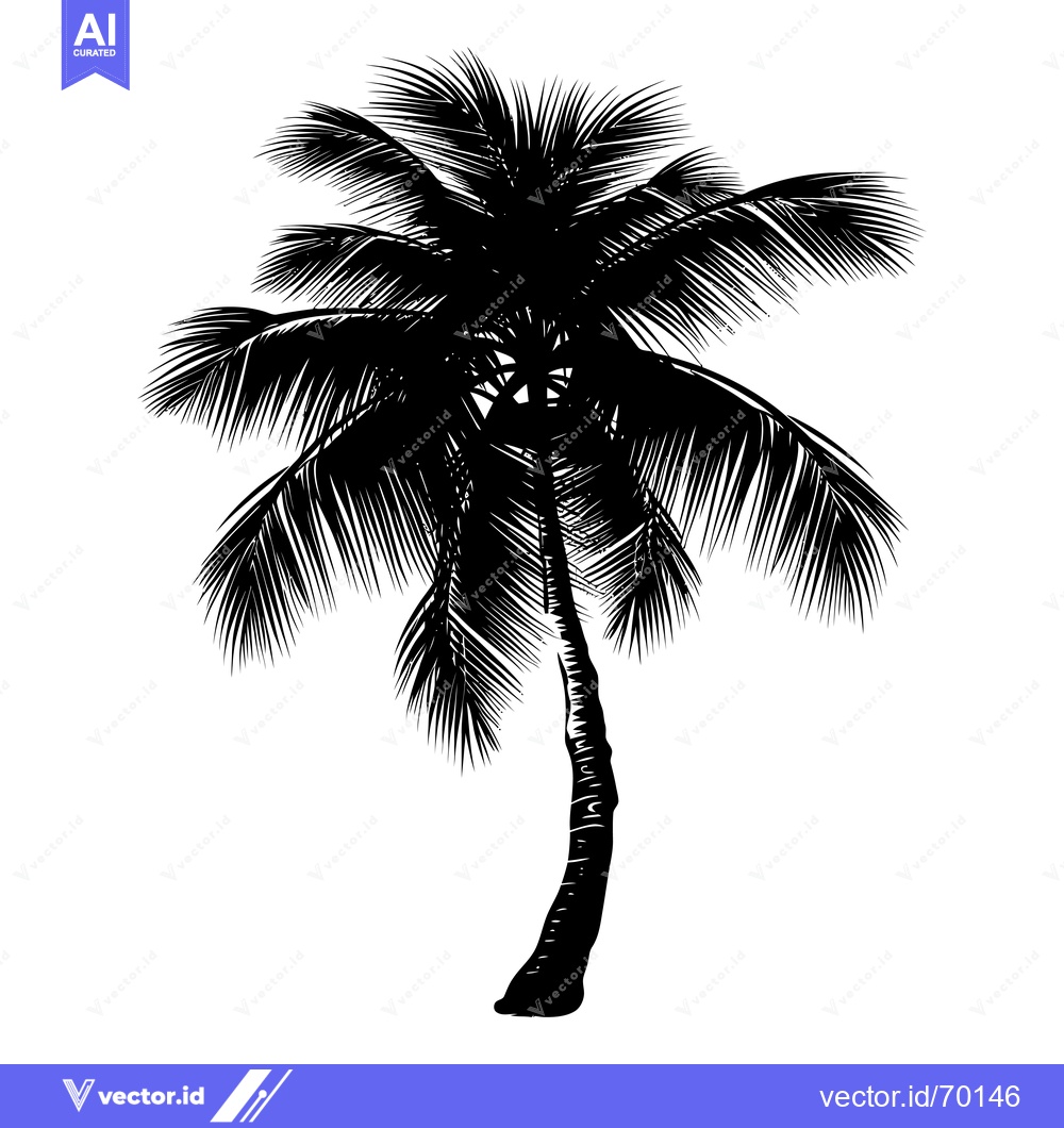 Premium Vector of A Black and White Silhouette of a Palm Tree