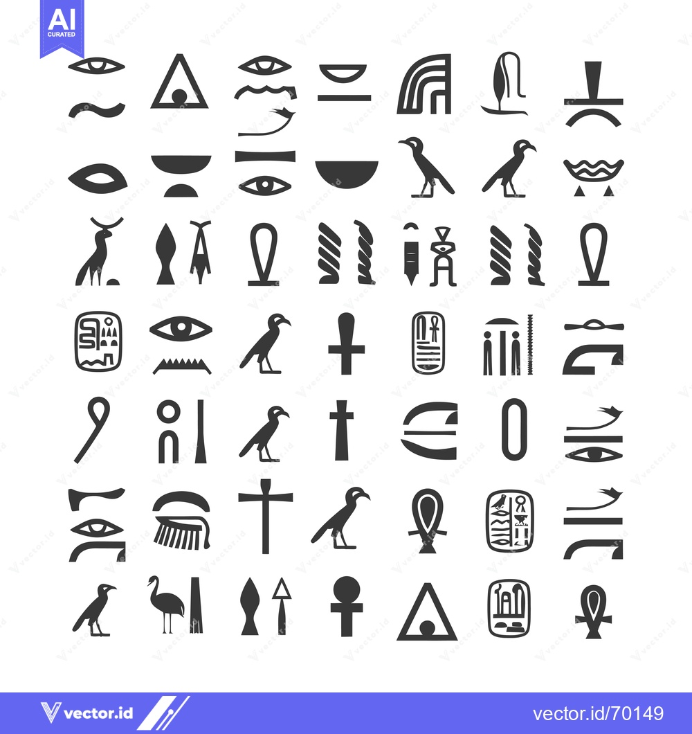 Premium Vector of Collection of Ancient Egyptian Hieroglyphics Symbols