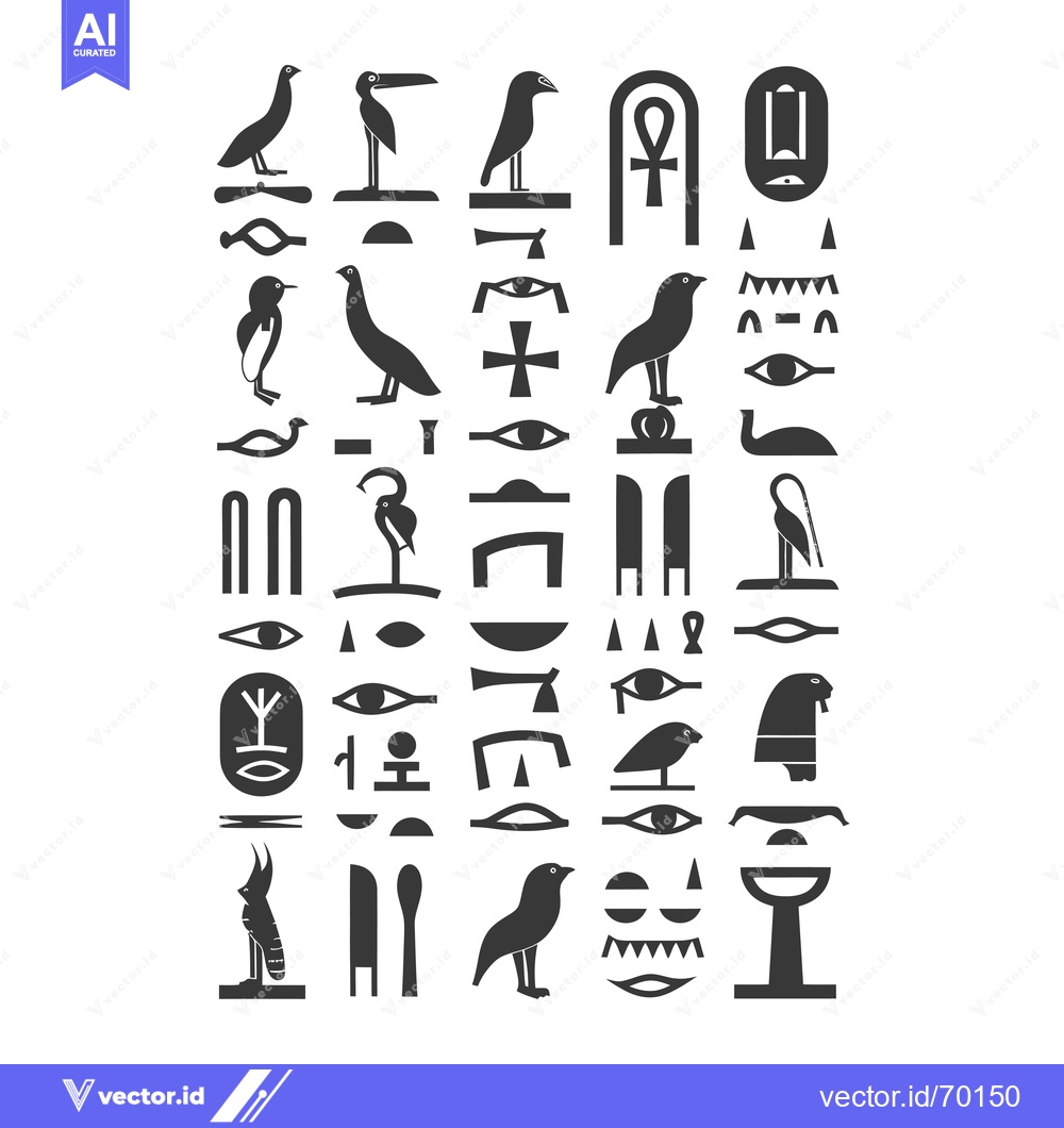 Premium Vector dari A Collection of Ancient Egyptian Hieroglyphic Symbols