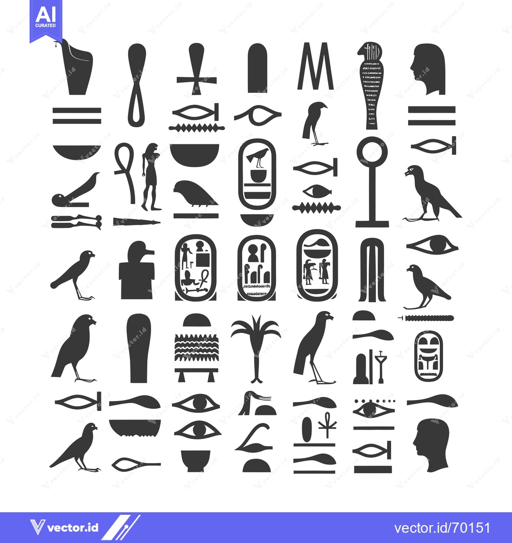 Premium Vector of A Collection of Ancient Egyptian Hieroglyphic Symbols