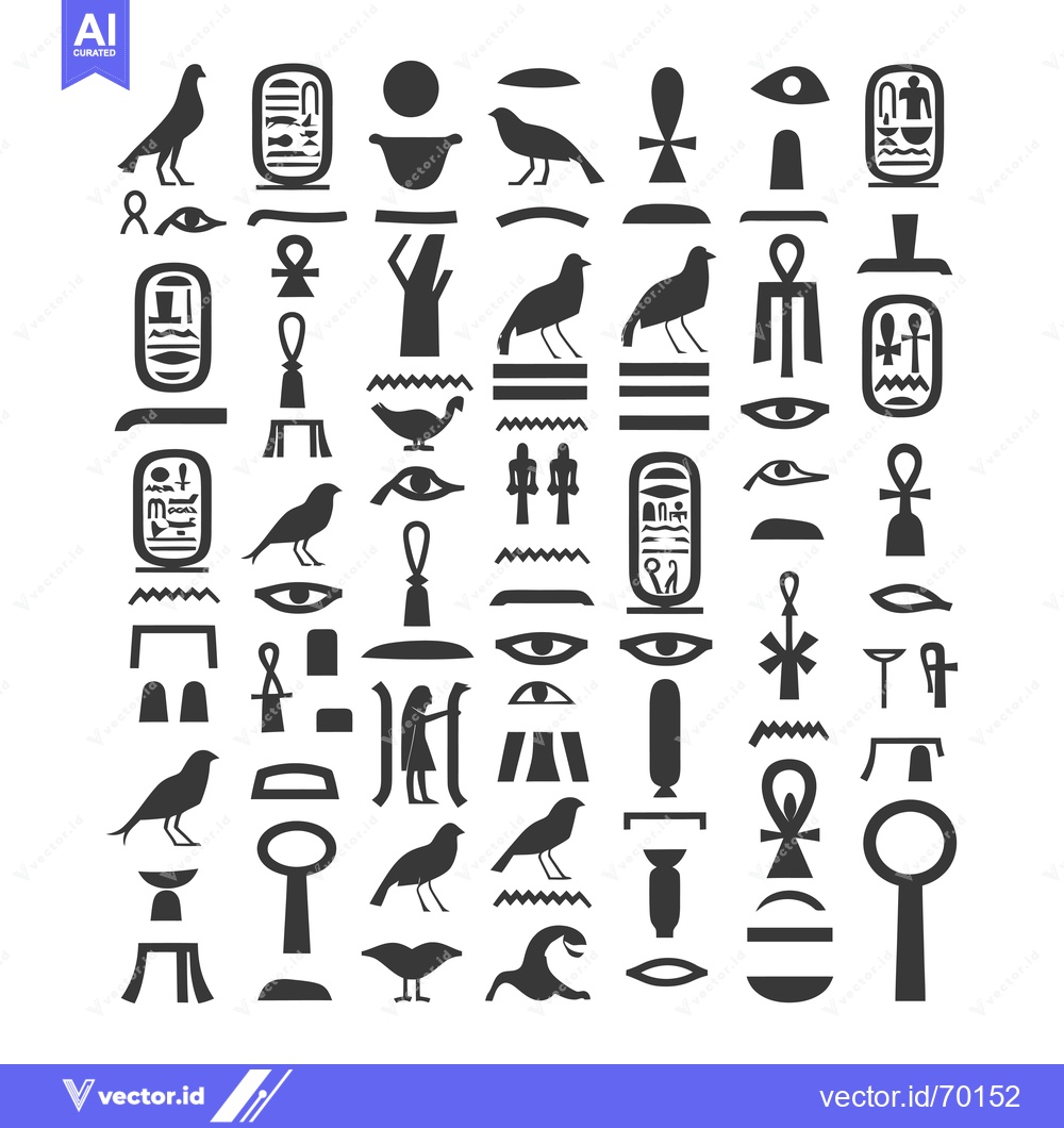 Premium Vector dari Collection of Hieroglyphic Symbols and Images