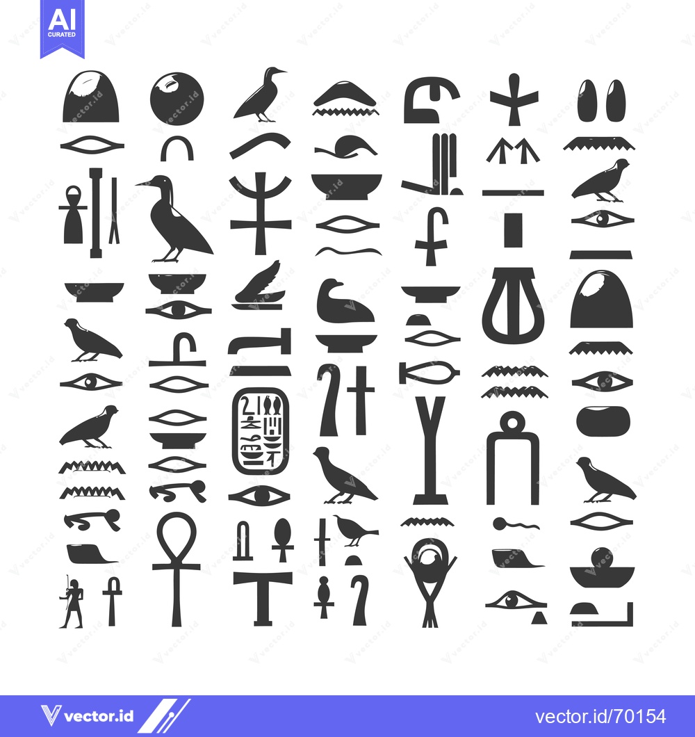 Premium Vector dari A Collection of Ancient Egyptian Hieroglyphic Symbols