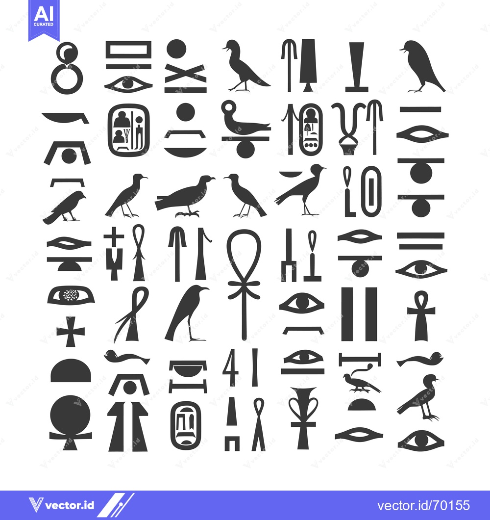 Premium Vector of Set of Ancient Egyptian Hieroglyphic Symbols