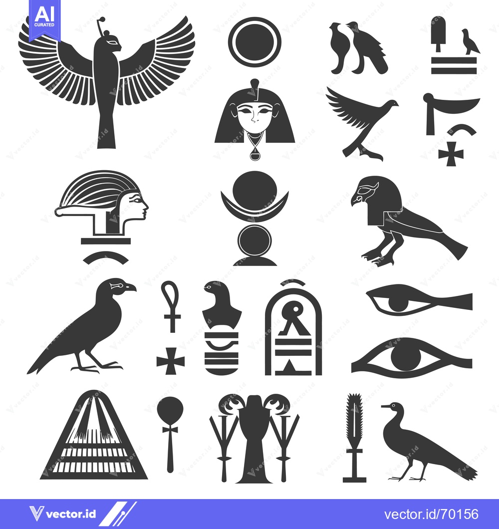 Premium Vector dari Black and White Vector Illustrations of Ancient Egyptian Symbols