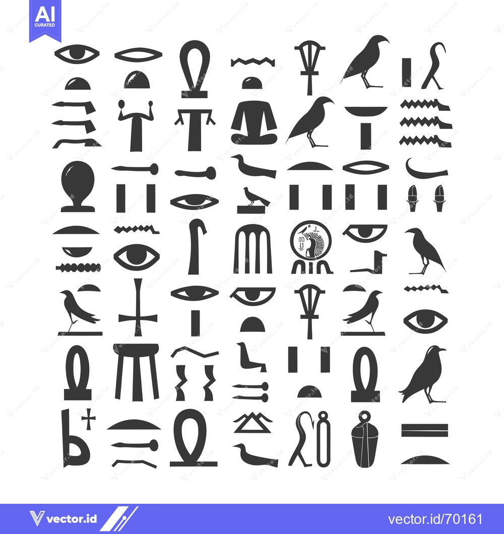 Premium Vector dari A Collection of Hieroglyphic Symbols for the Ancient Egyptian Language