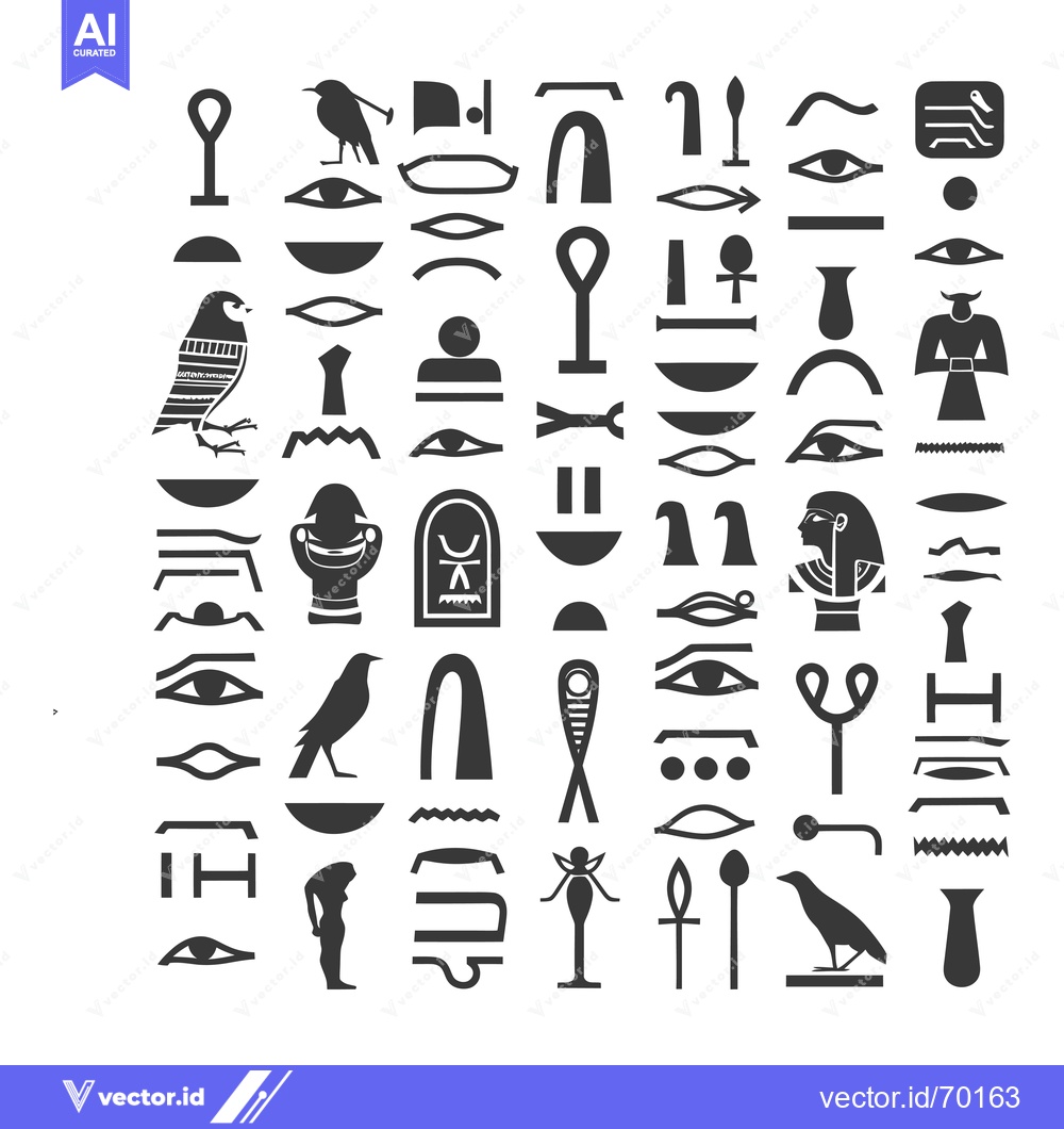 Premium Vector of A Collection of Ancient Egyptian Hieroglyphic Symbols