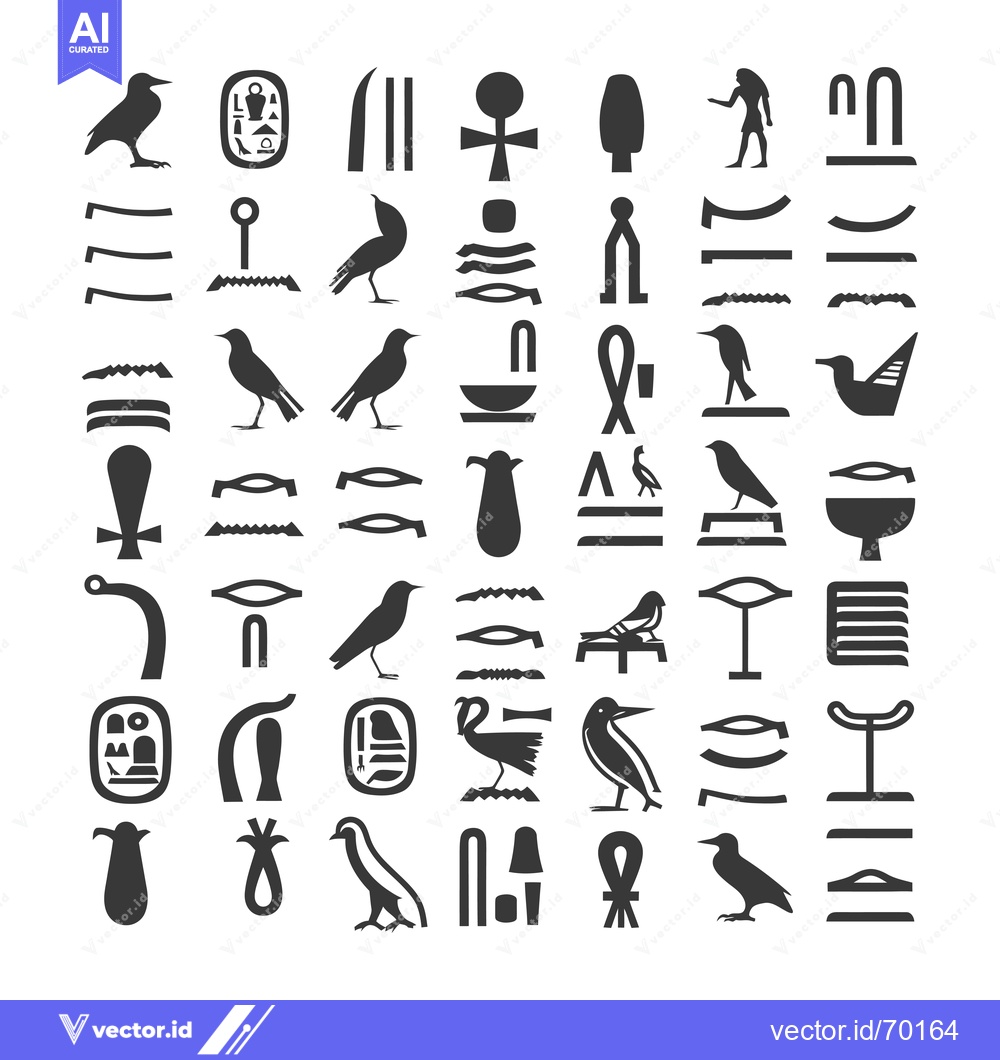 Premium Vector of Collection of Hieroglyphics and Other Ancient Egyptian Symbols