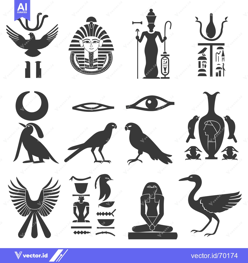 Premium Vector of Collection of Ancient Egyptian Hieroglyphs and Symbols