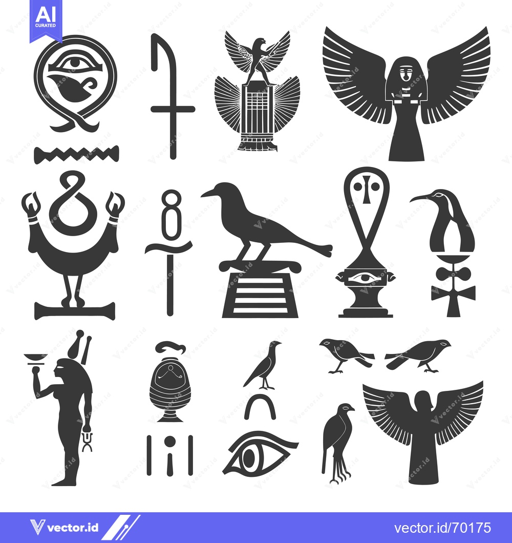 Premium Vector of Set of Ancient Egyptian Symbols and Hieroglyphs