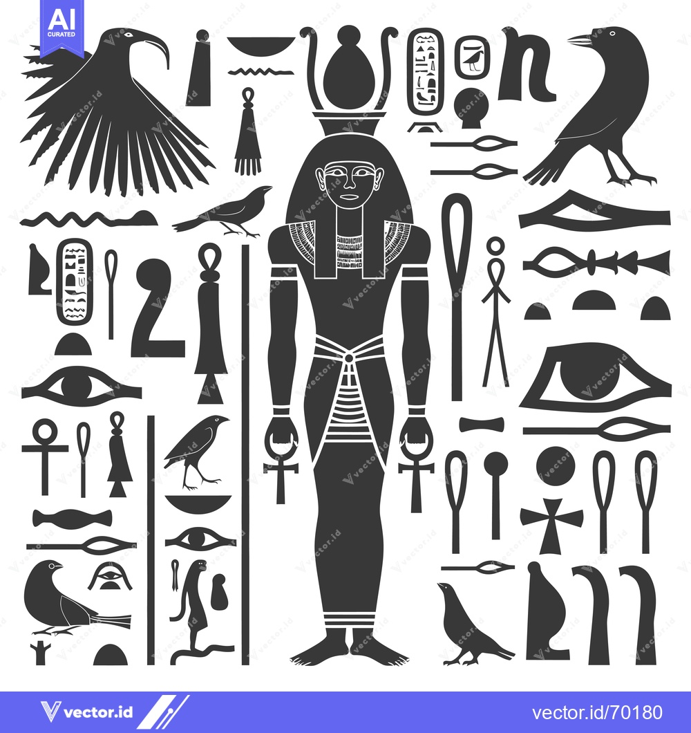 Premium Vector of Egyptian Hieroglyphics with a Depiction of an Egyptian God