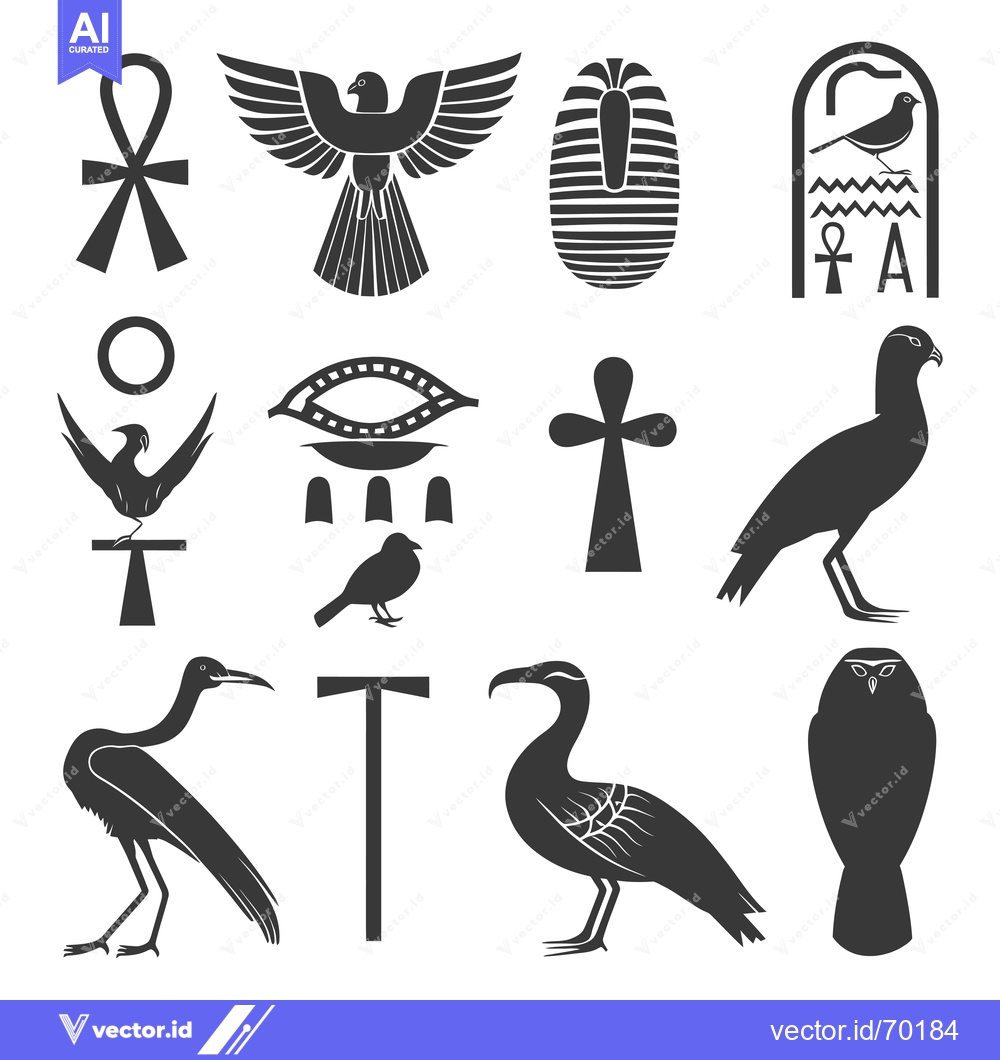 Premium Vector dari Collection of Ancient Egyptian Symbols and Birds