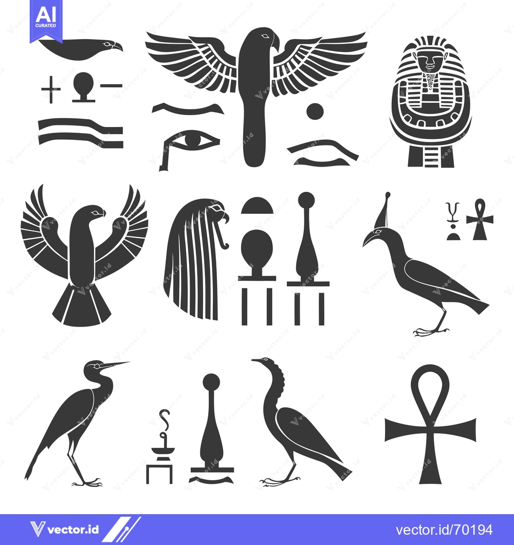Premium Vector of Egyptian Hieroglyphs and Symbols Collection