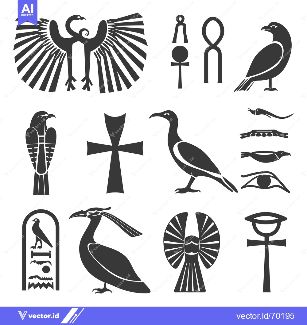 Premium Vector of A Collection of Ancient Egyptian Hieroglyphs and Symbols