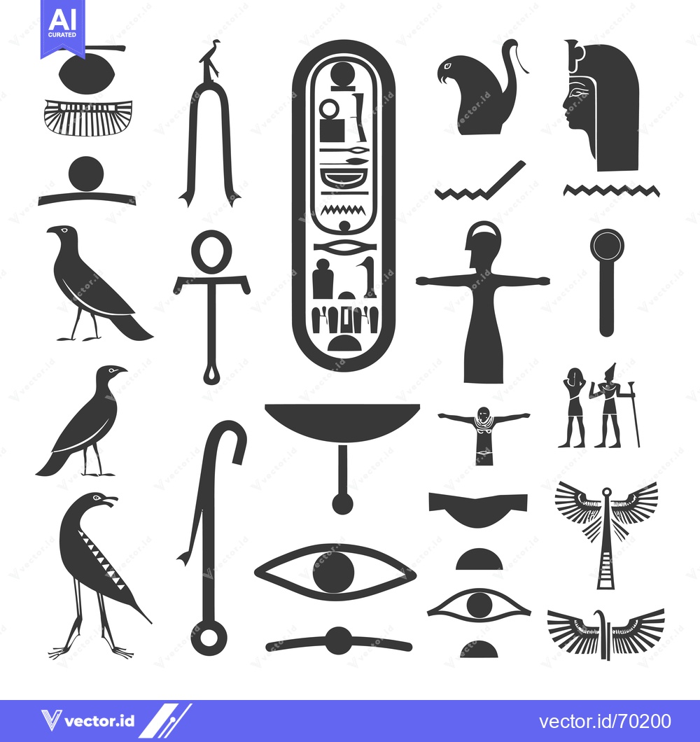 Premium Vector dari A Collection of Ancient Egyptian Hieroglyphs and Symbols