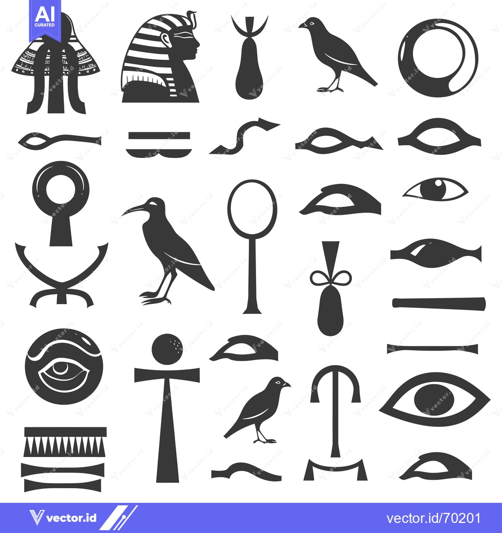 Premium Vector dari Collection of Ancient Egyptian Hieroglyphics and Symbols