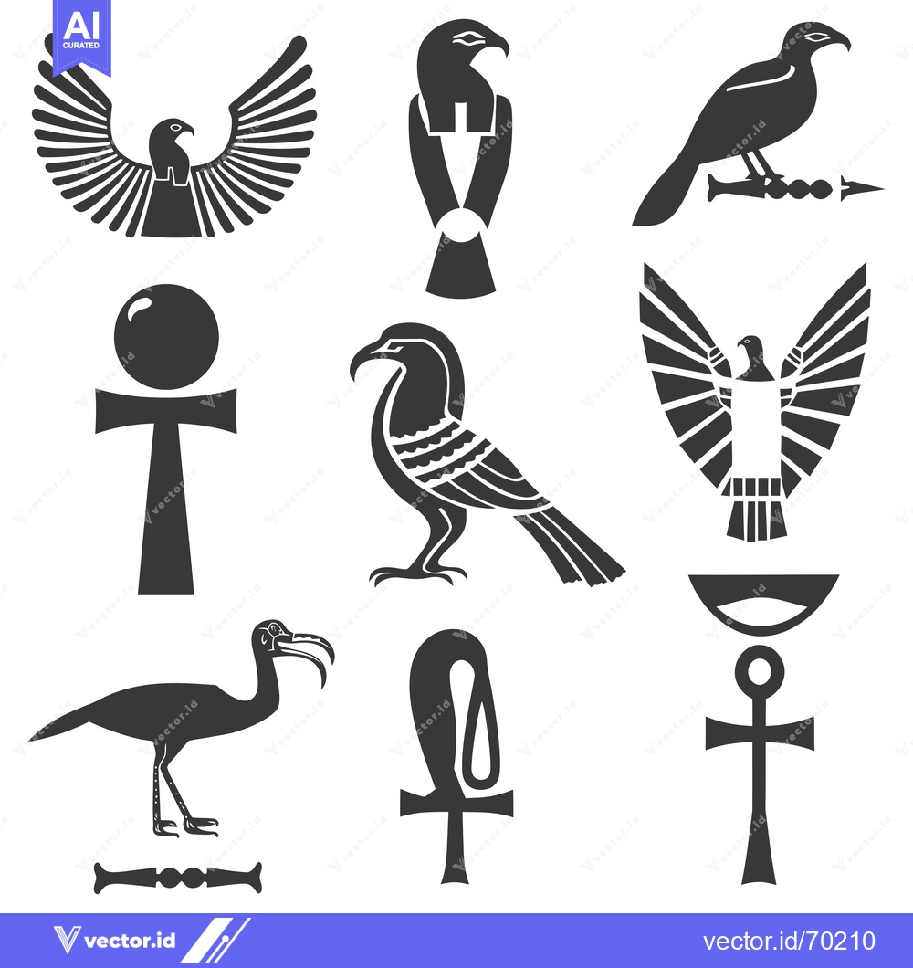 Premium Vector of Collection of Egyptian Hieroglyphs and Animal Symbols
