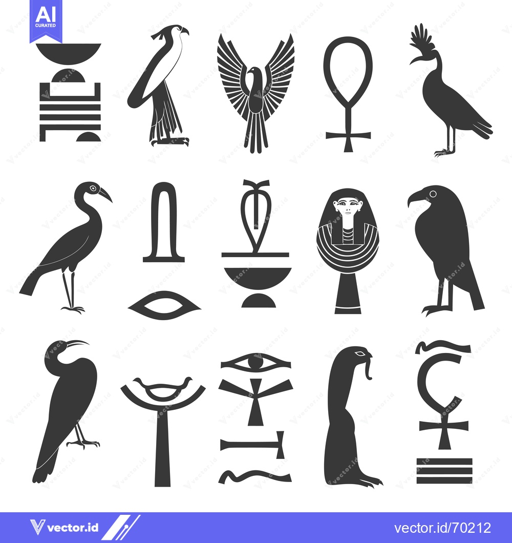 Premium Vector of A Collection of Ancient Egyptian Hieroglyphic Symbols and Images