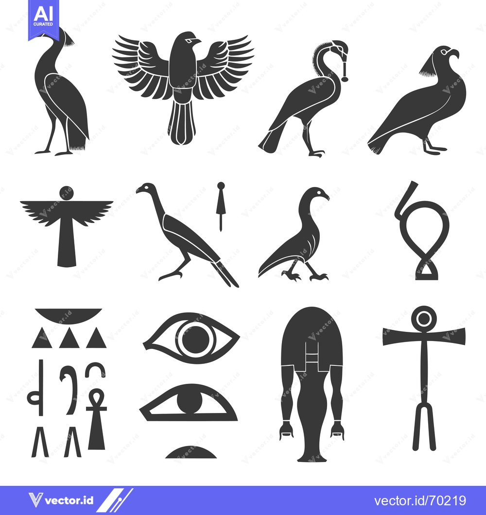 Premium Vector of Ancient Egyptian Symbols and Hieroglyphs