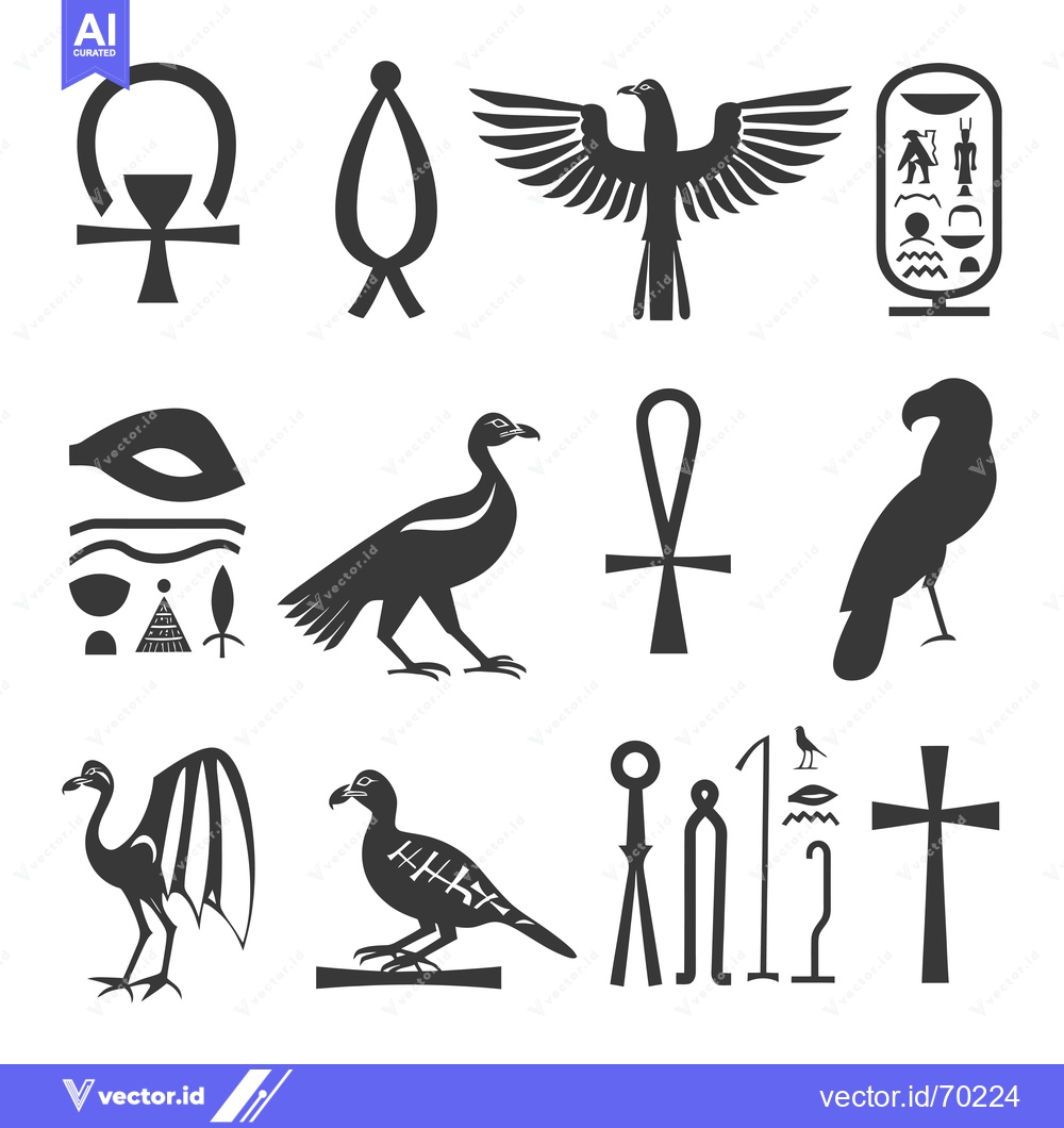 Premium Vector of Collection of Egyptian Hieroglyphs and Symbols