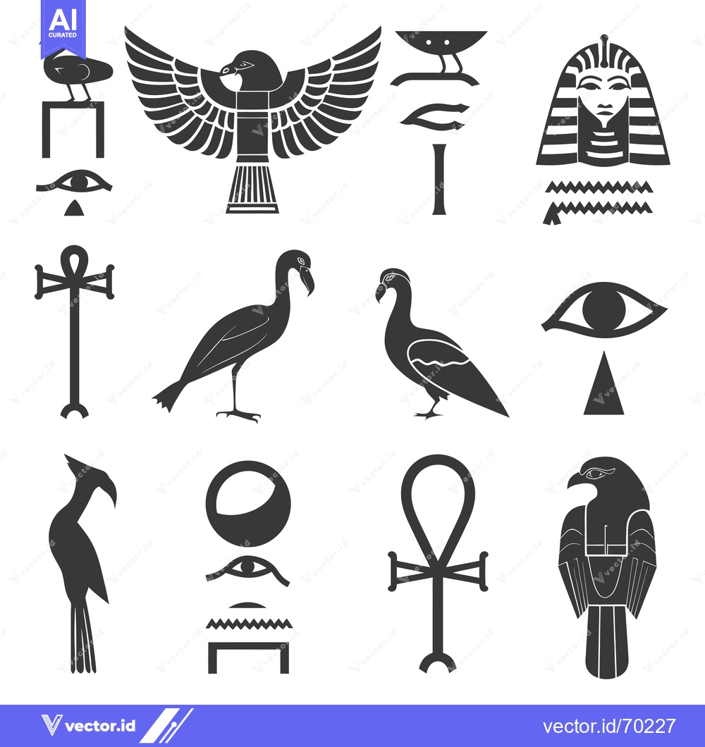 Premium Vector of Egyptian Mythology Symbols and Hieroglyphs Collection