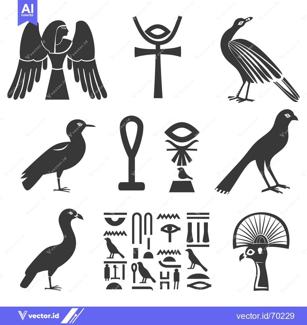 Premium Vector of Collection of Egyptian Hieroglyphics and Symbols