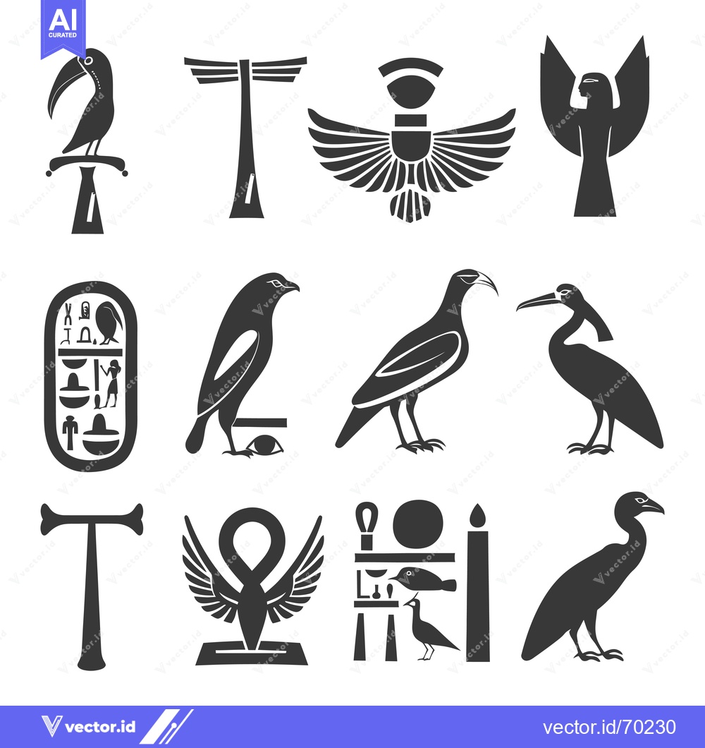Premium Vector of A Collection of Ancient Egyptian Bird and Symbol Icons