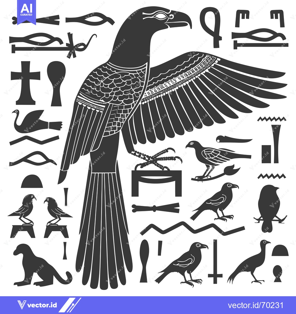 Premium Vector dari Ankh Symbol with Horus the God of Kings and a Collection of Egyptian H